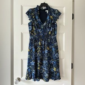 London Times Flirty Blue Floral Flare Dress